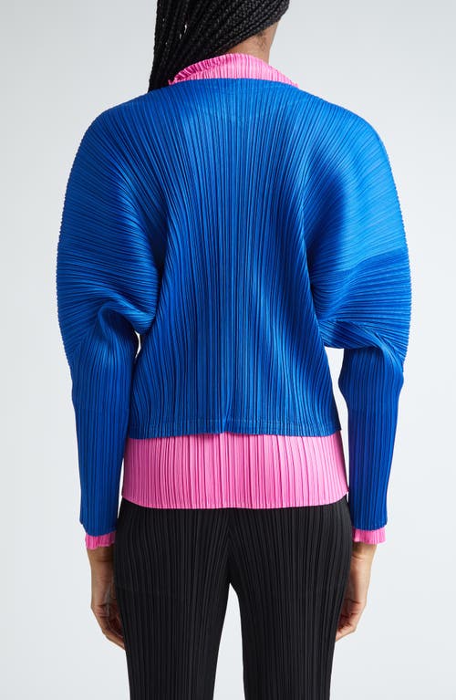 Shop Issey Miyake Pleats Please  Monthly Colors October Pleated Cardigan In Blue