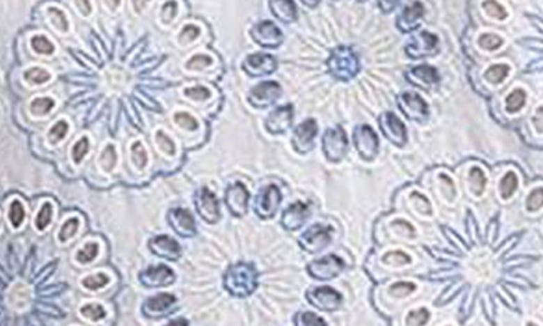 Shop Barbour Juliette Eyelet Embroidery Midi Dress In White/ Blue Mist