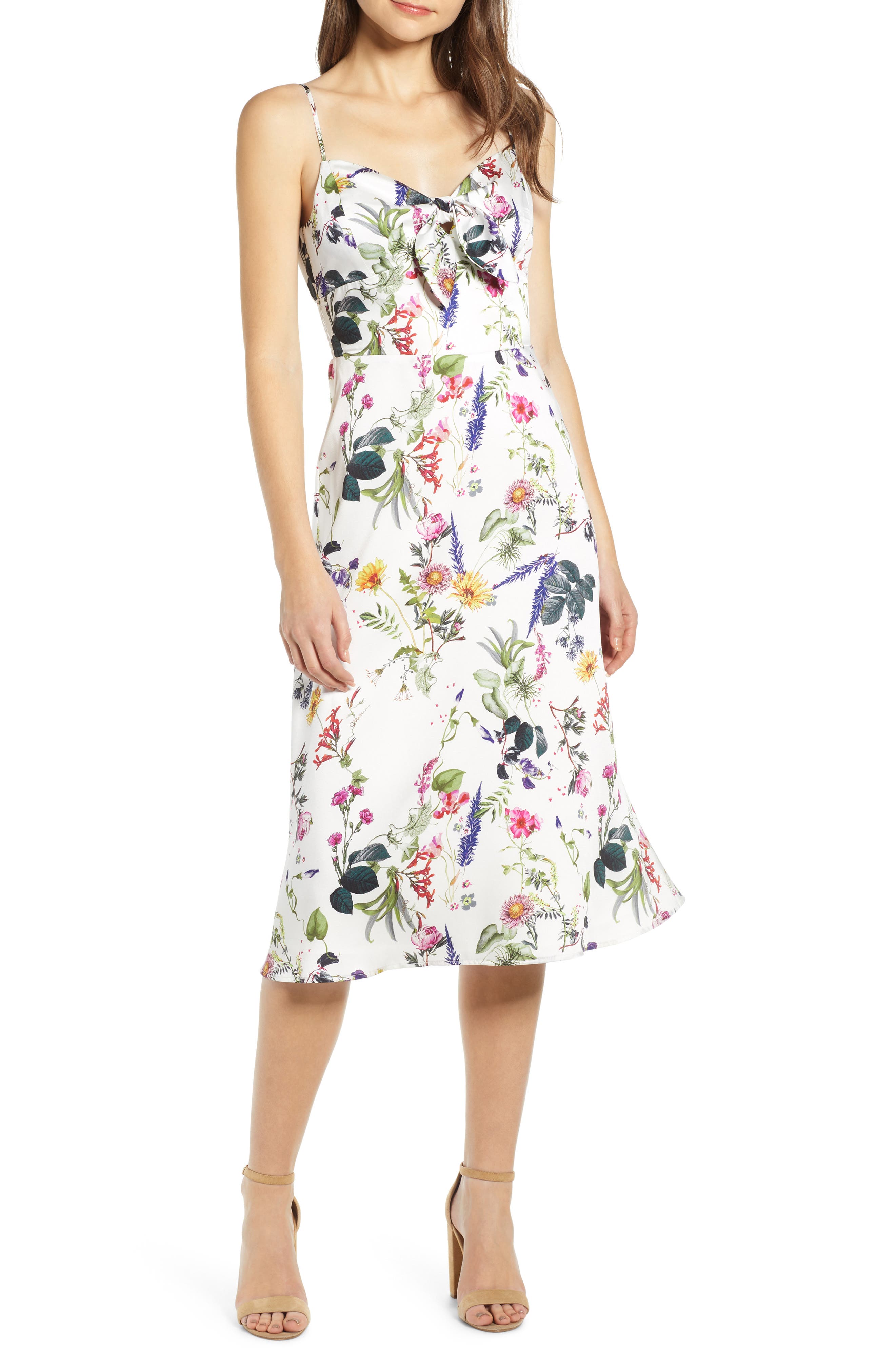 Bailey 44 Puff Pastry Floral Satin Dress, White