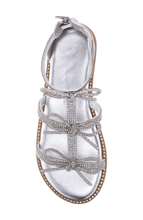 Nina Kids' Solace Sandal In Silver Metallic/rhinestones