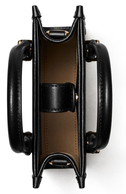 Tory Burch Mini T Monogram Canvas Tote Bag In Black