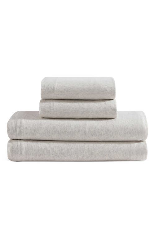 Calvin Klein Mélange Cotton Blend Jersey Sheet Set in White 