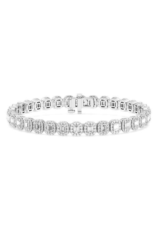 Shop Badgley Mischka Collection 14k White Gold Near Lab Grown Square Pavé Diamond Bracelet In 7.15 Ctw White Gold