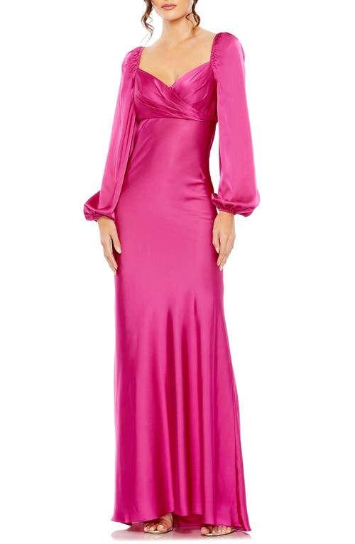 Mac Duggal Sweetheart Neck Long Sleeve Satin Gown at Nordstrom,