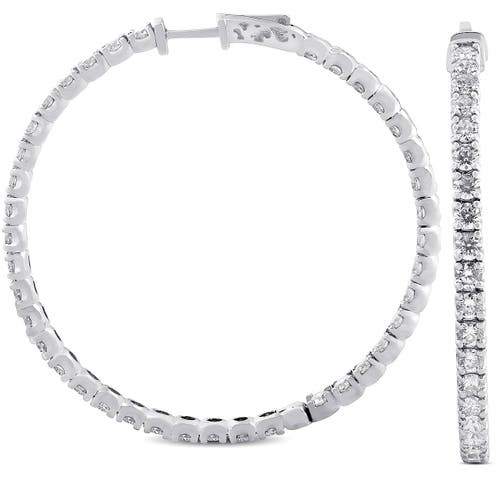 Bliss Diamond 8.00ct 2" Diamond Inside Outside Hoops 14k Gold Lab Grown In 14k White Gold