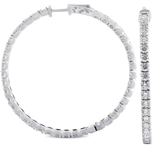 Shop Bliss Diamond 8.00ct 2" Diamond Inside Outside Hoops 14k Gold Lab Grown In 14k White Gold