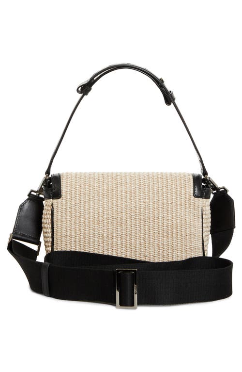 Shop Versace Mini Milano Raffia Shoulder Bag In Natural Black-ruthenium