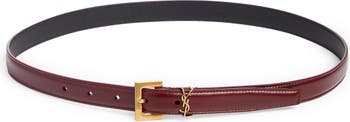 Saint Laurent Men's Slim Grained Leather Belt