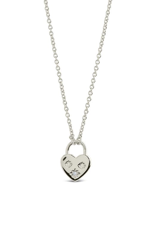 Sterling Forever Josephine Cz Heart Lock Pendant Necklace In Silver