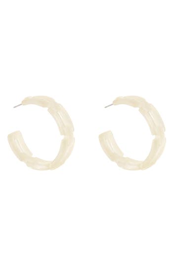 Zaxie By Stefanie Taylor Silv Lucite Hoop Earrings In Ivory