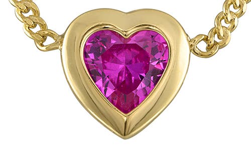 Fzn Heart Charm Necklace In Pink Sapphire