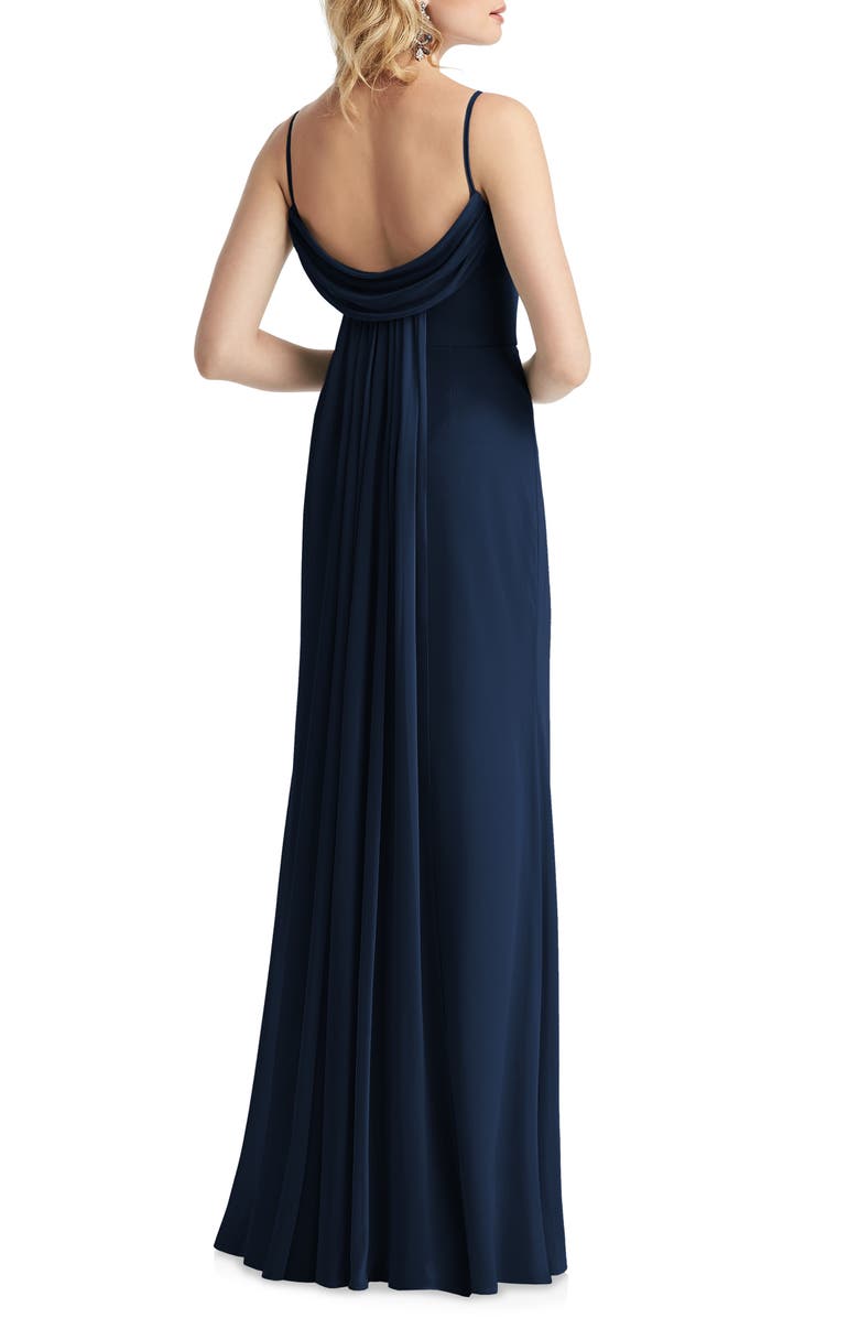 After Six Cowl Back Chiffon Trumpet Gown, Alternate, color, 