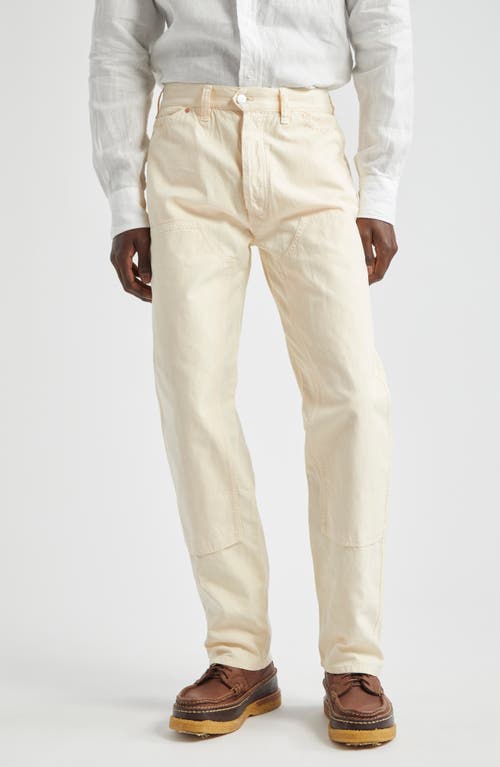 Drake's Cotton & Linen Canvas Carpenter Pants Ecru at Nordstrom,