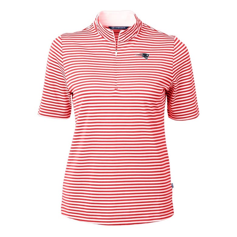 Shop Cutter & Buck Red New England Patriots  Drytec Virtue Eco Pique Stripe Recycled Polo