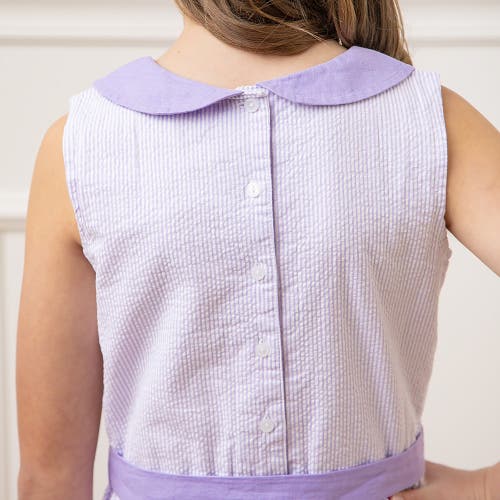 Shop Hope & Henry Girls' Organic Seersucker Peter Pan Collar Dress, Toddler In Lavender Seersucker