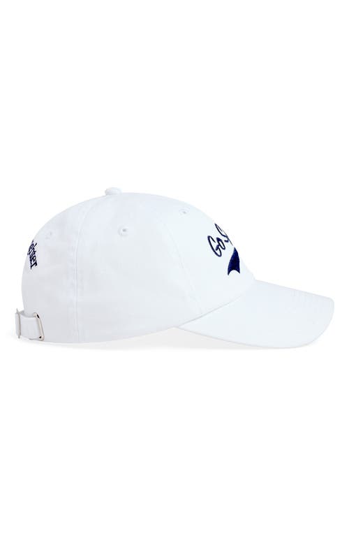 Shop Favorite Daughter Go Sports Cotton Twill Adjustable Baseball Cap In White W/navy Writing