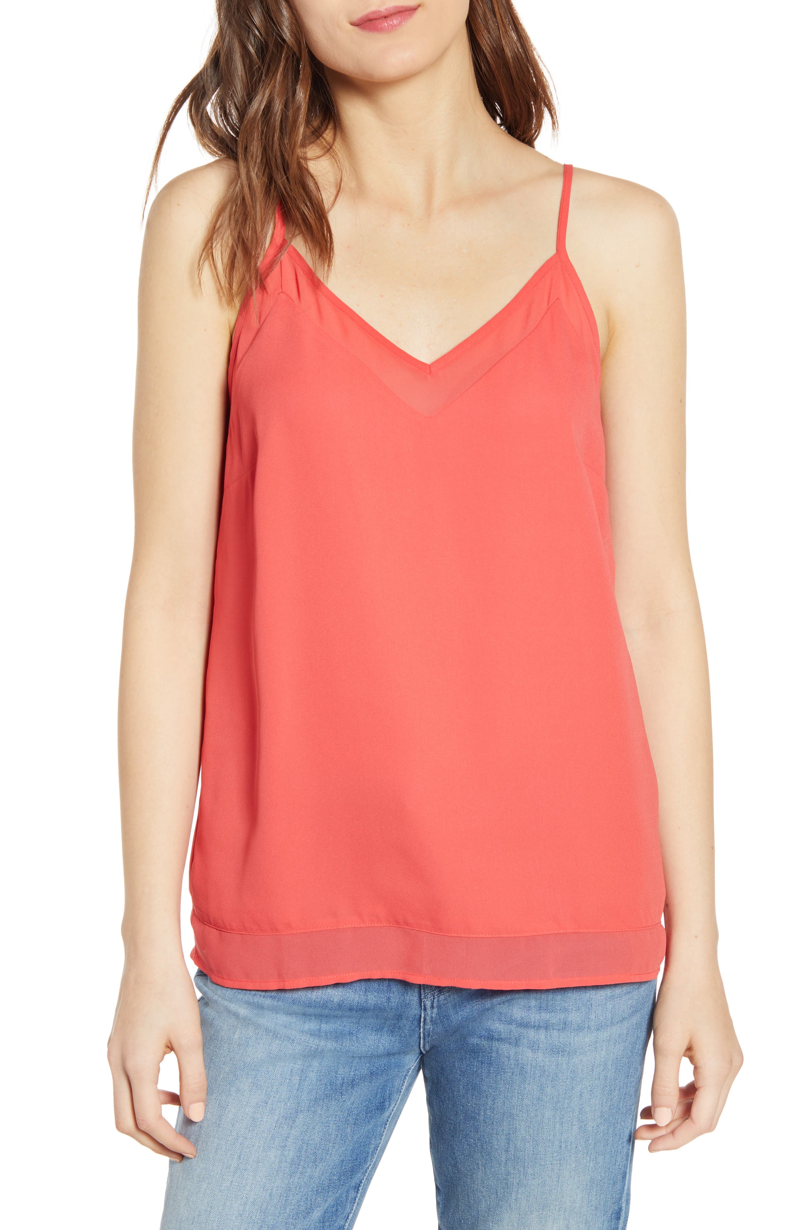 Chelsea28 Illusion Camisole, Red