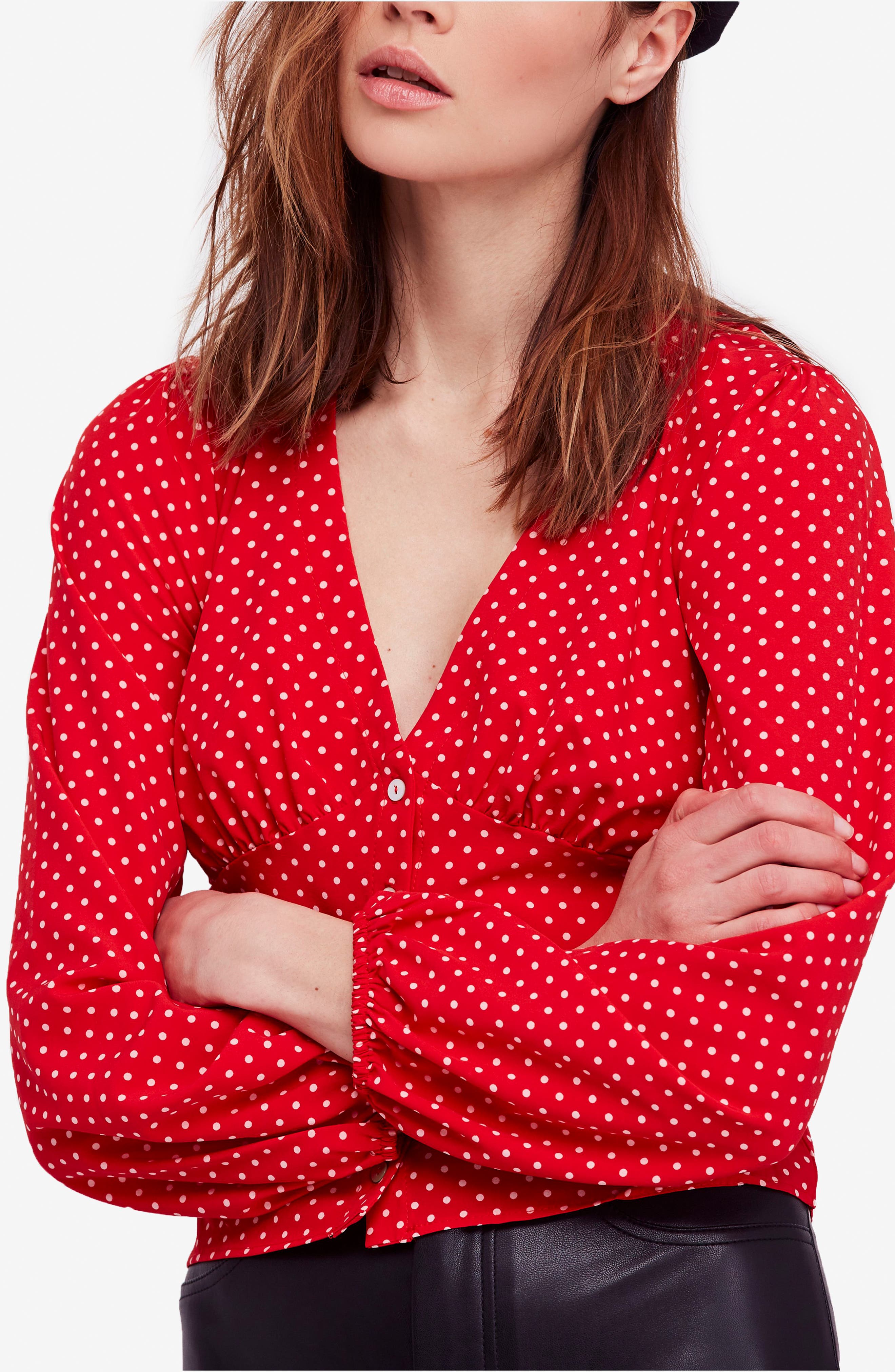 free people polka dot top