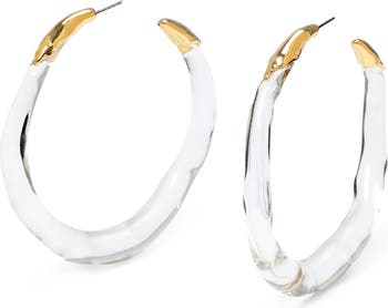 Alexis Bittar Molten Lucite Hoop Earrings - Gold/Clear