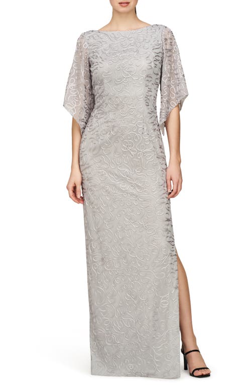 JS Collections Camile Flutter Sleeve Column Gown Silver Mist at Nordstrom,