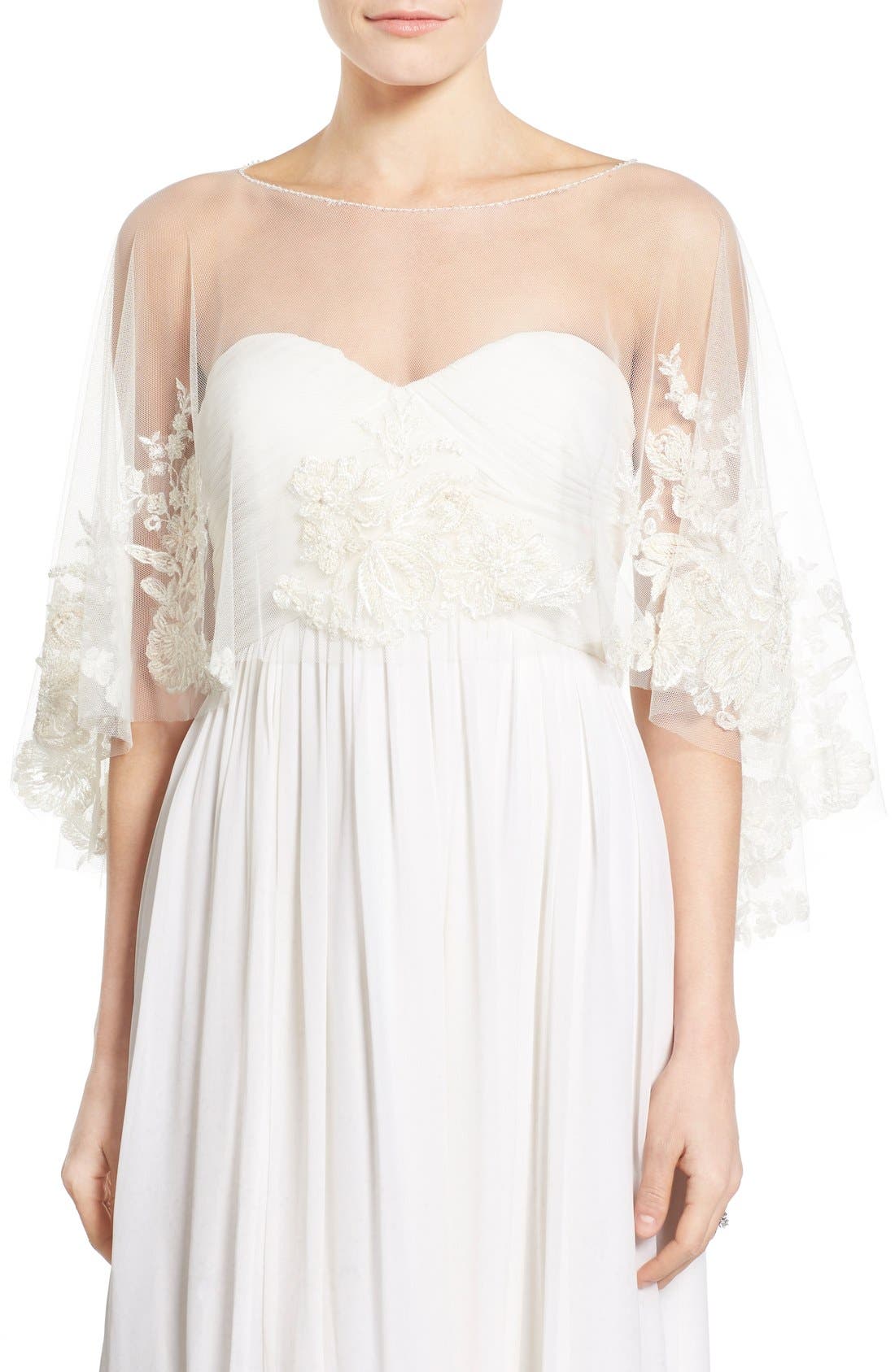 Jenny Yoo Ophelia Embroidered Tulle Capelet Nordstrom