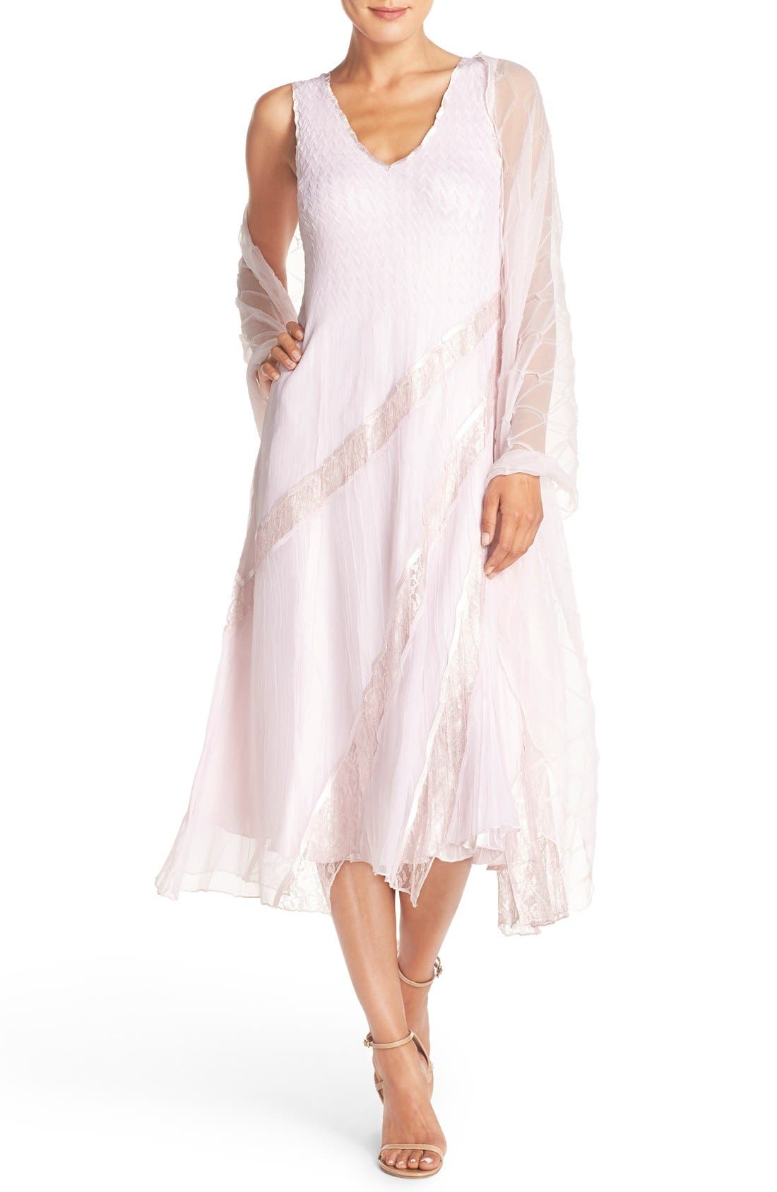 Komarov Chiffon A-Line Dress & Shawl | Nordstrom