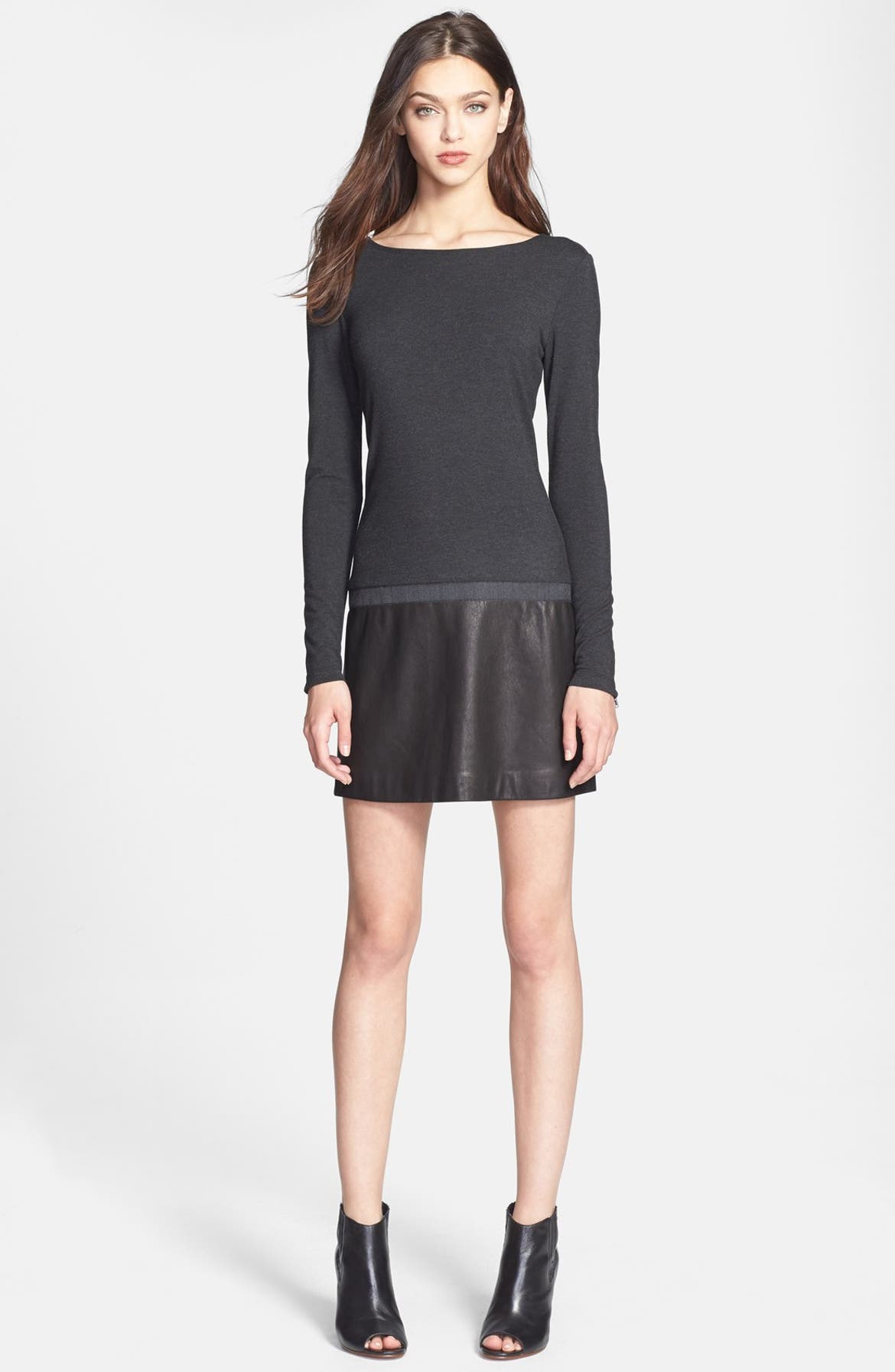 Theory 'Keiran' Leather Accent Dress | Nordstrom