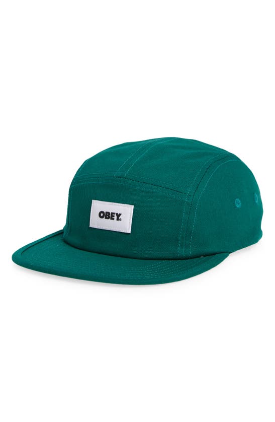 Shop Obey Bold Label Five-panel Organic Cotton Hat In Aventurine Green