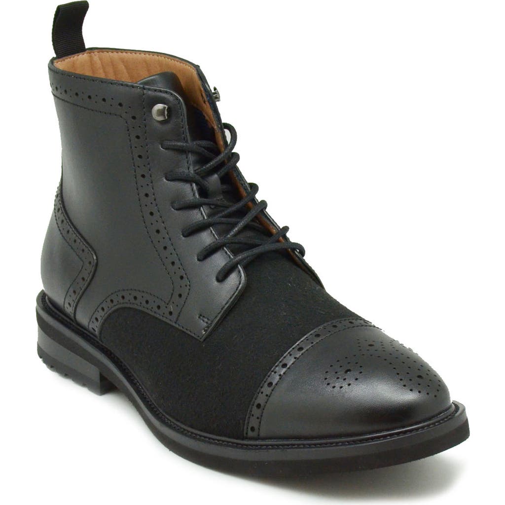 La Milano Questo Brogue Combat Boot In Black