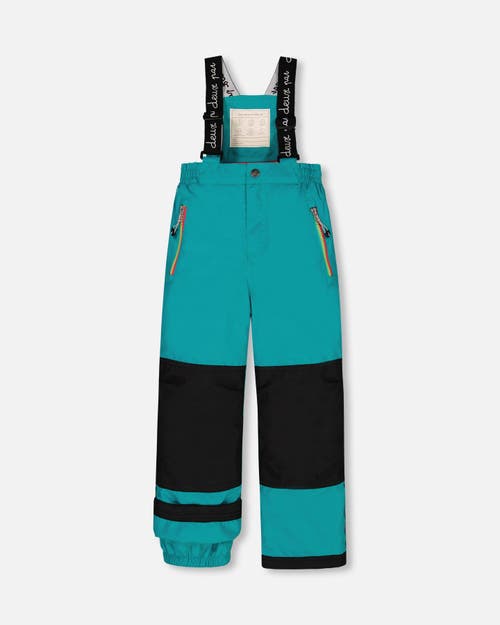 Deux Par Deux Girl's Two Piece Snowsuit Printed Bubbles And Turquoise In Viridian Green