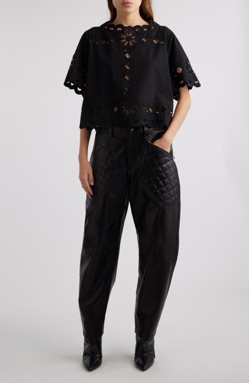 Shop Isabel Marant Parissa Embroidered Cutwork Top In Black