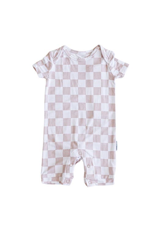Charlie Lou Baby ® Checkered Snap Shortie Romper In Beige & White