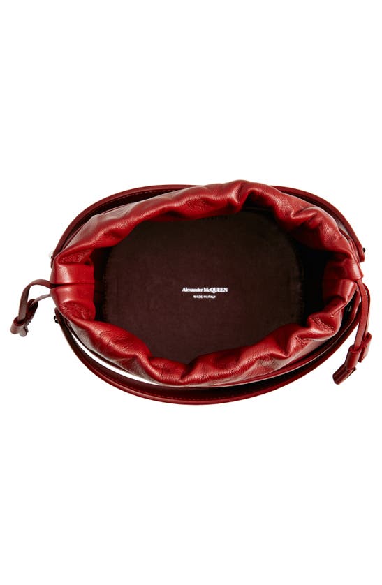 Shop Alexander Mcqueen The Rise Leather Bucket Bag In Dark Red