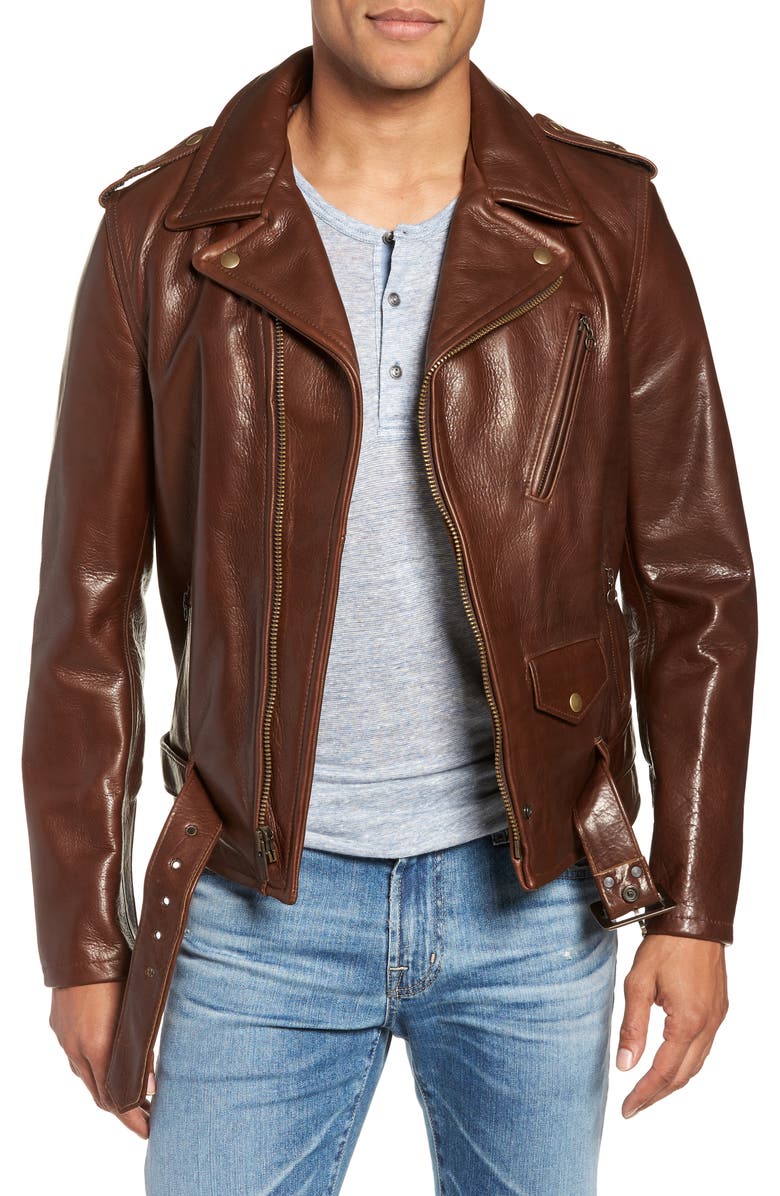 Schott Nyc 50s Oil Tanned Cowhide Leather Moto Jacket Nordstrom
