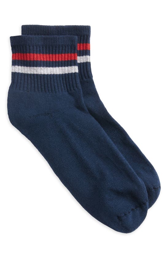 Shop American Trench Stripe Ankle Socks In Navy