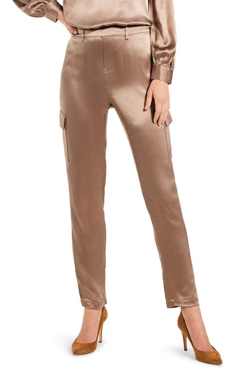 NIC+ZOE Elevated Satin Tapered Leg Cargo Pants in Stucco