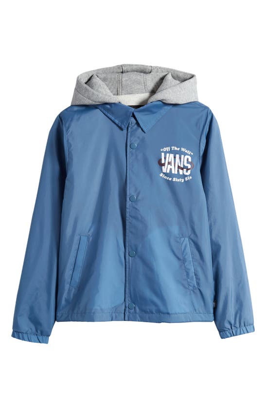 Shop Vans Kids' Riley Water Resistant Hooded Coach's Jacket In Copen Blue