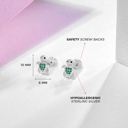 Shop In Season Jewelry Cubic Zirconia Turtle Earrings In Green