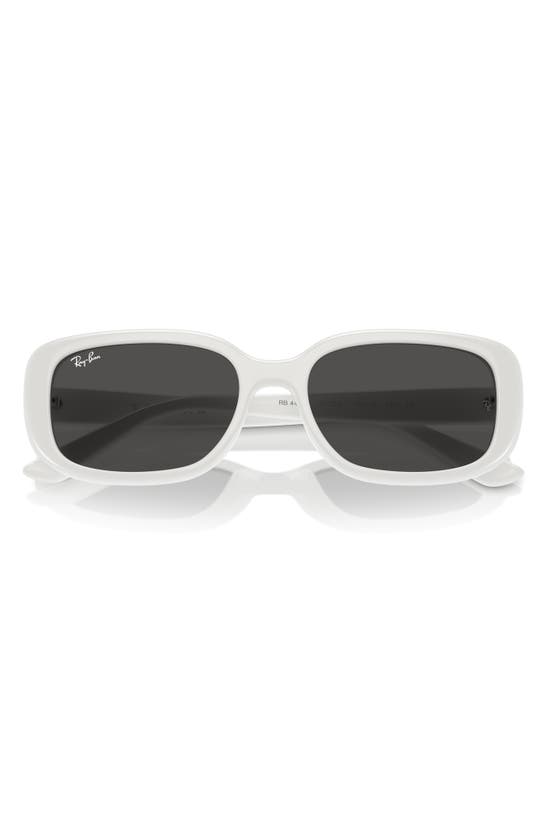 Ray Ban 56mm Pillow Rectangular Sunglasses In White
