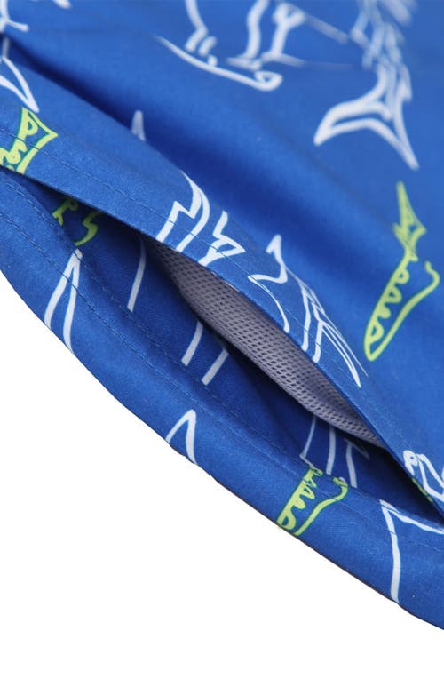 Rokka&rolla Kid's Swim Trunks With Mesh Lining And Upf 50+ Protection In Shark Printed