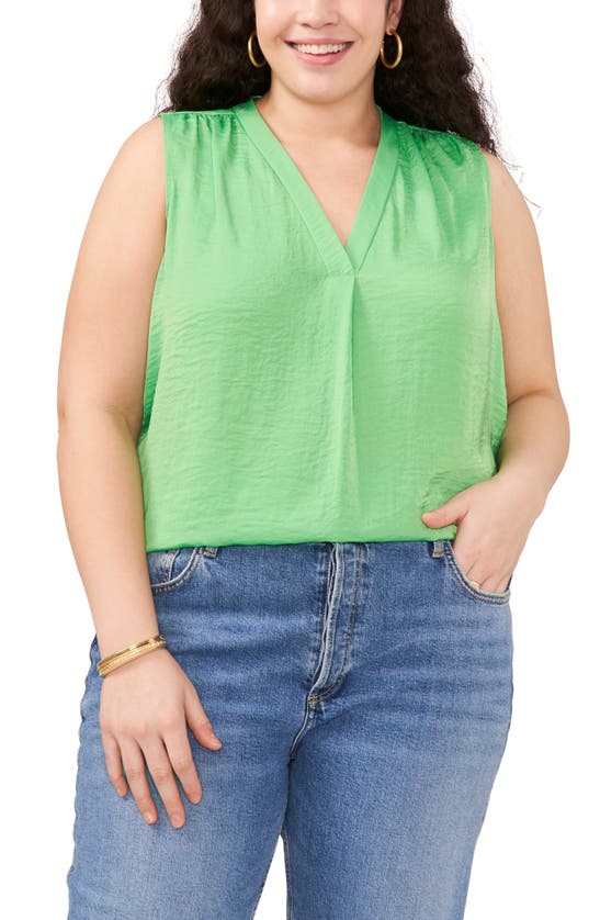 Vince Camuto V-neck Rumple Blouse In Vibrant Green