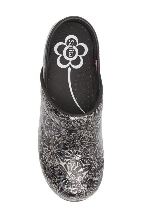 Shop Sanita Rumney Floral Clog In Black/silver