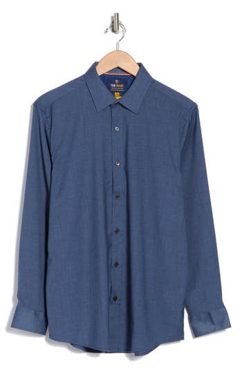 Tom Baine Denim Performance Button-up Shirt In Denim
