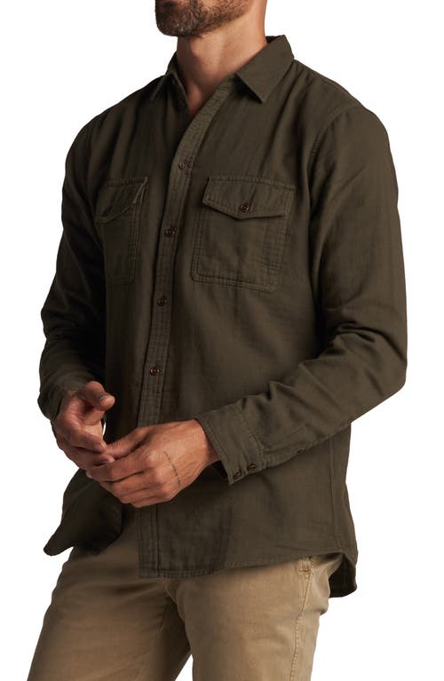 Rowan Leeds Double Weave Button-up Shirt In Olive