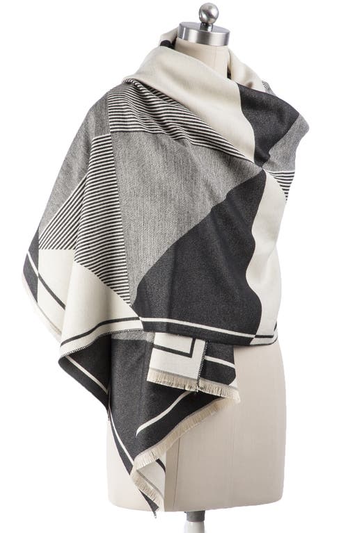 Saachi Mosaic Reversible Scarf In Black/grey/cream