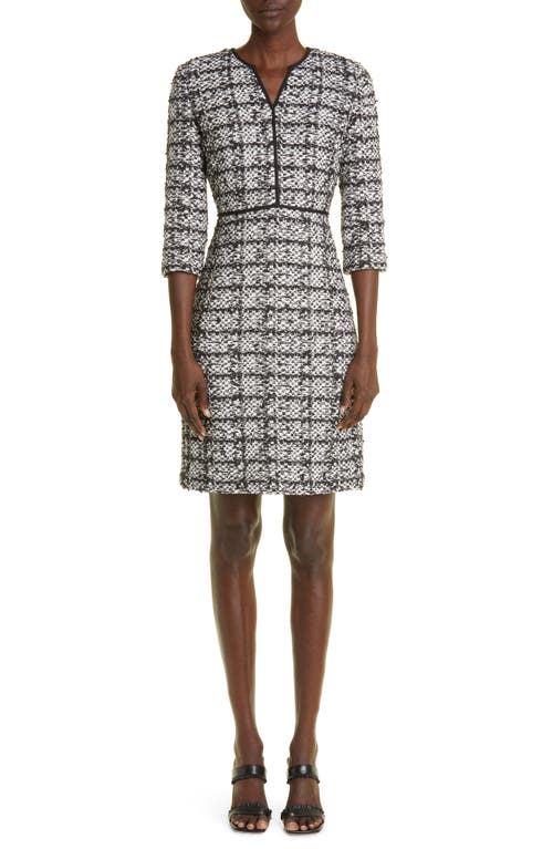 St. John Collection Jared Bouclé Tweed Sheath Dress Ecru/Black at Nordstrom,