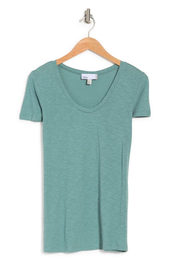 Nordstrom Rack Scoop Neck Slub T-shirt In Green Trellis