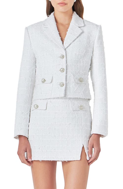 Endless Rose Crop Tweed Jacket White at Nordstrom,