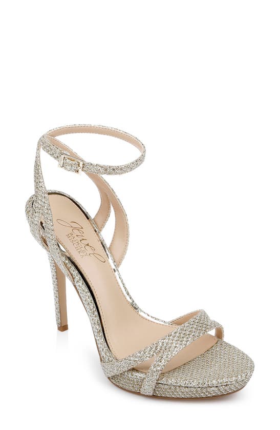 Jewel Badgley Mischka Arianna Ankle Strap Sandal In Light Gold