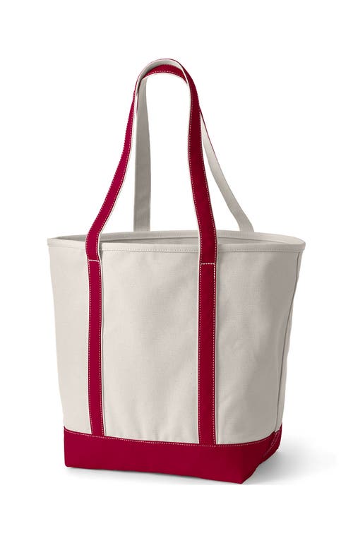 Lands' End Open Top Long Handle Canvas Tote Bag In Natural/silver Graphite